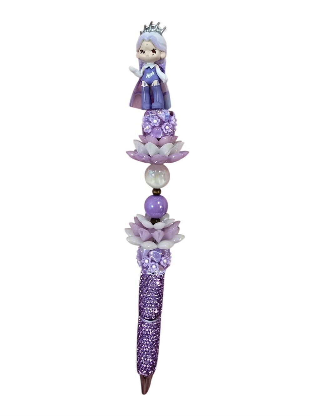 Handcrafted Purple Floral Princess Decorative Pen - Purple